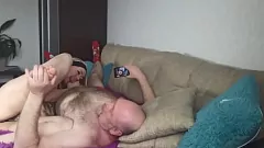 play Watching my kinky milf wife suck my dick while she squirts and pisses in a private POV show with many guys!